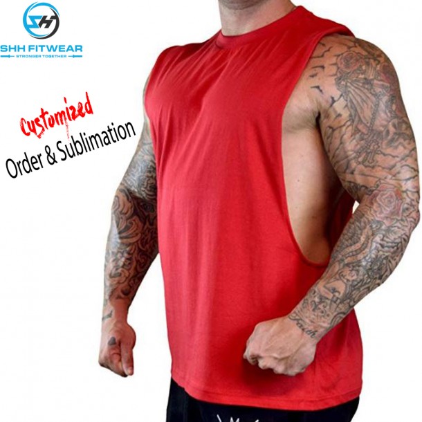 Men's Good Tee SHH Red Gym T-Shirt Tank Top Bodybuilding GYM Training TT004